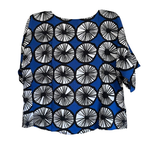 Marimekko for Target Blue Black Geometric Print Appelsini Top Women's Sz NWOT - Picture 3 of 8